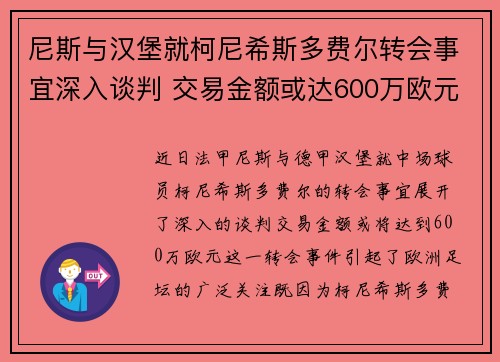 尼斯与汉堡就柯尼希斯多费尔转会事宜深入谈判 交易金额或达600万欧元